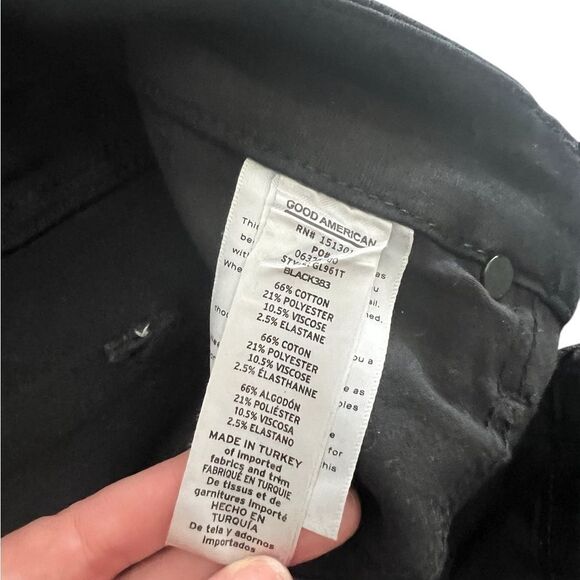 GOOD AMERICAN Good Classic' Black Coated Ankle Straight Leg Jeans - Picture 8 of 8